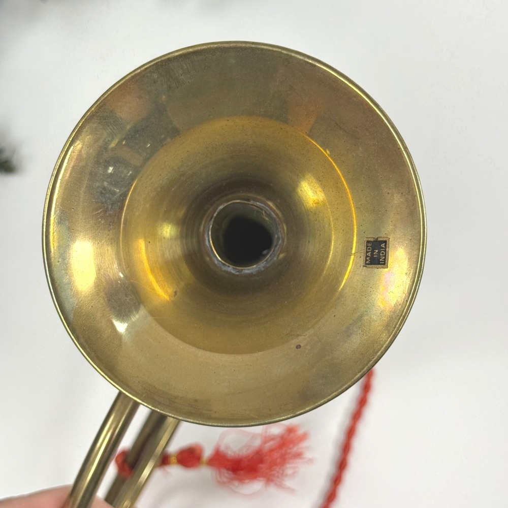Vintage Brass French Horn Christmas Medium Brass Instrument Wreath decor 12.5in - Picture 7 of 9